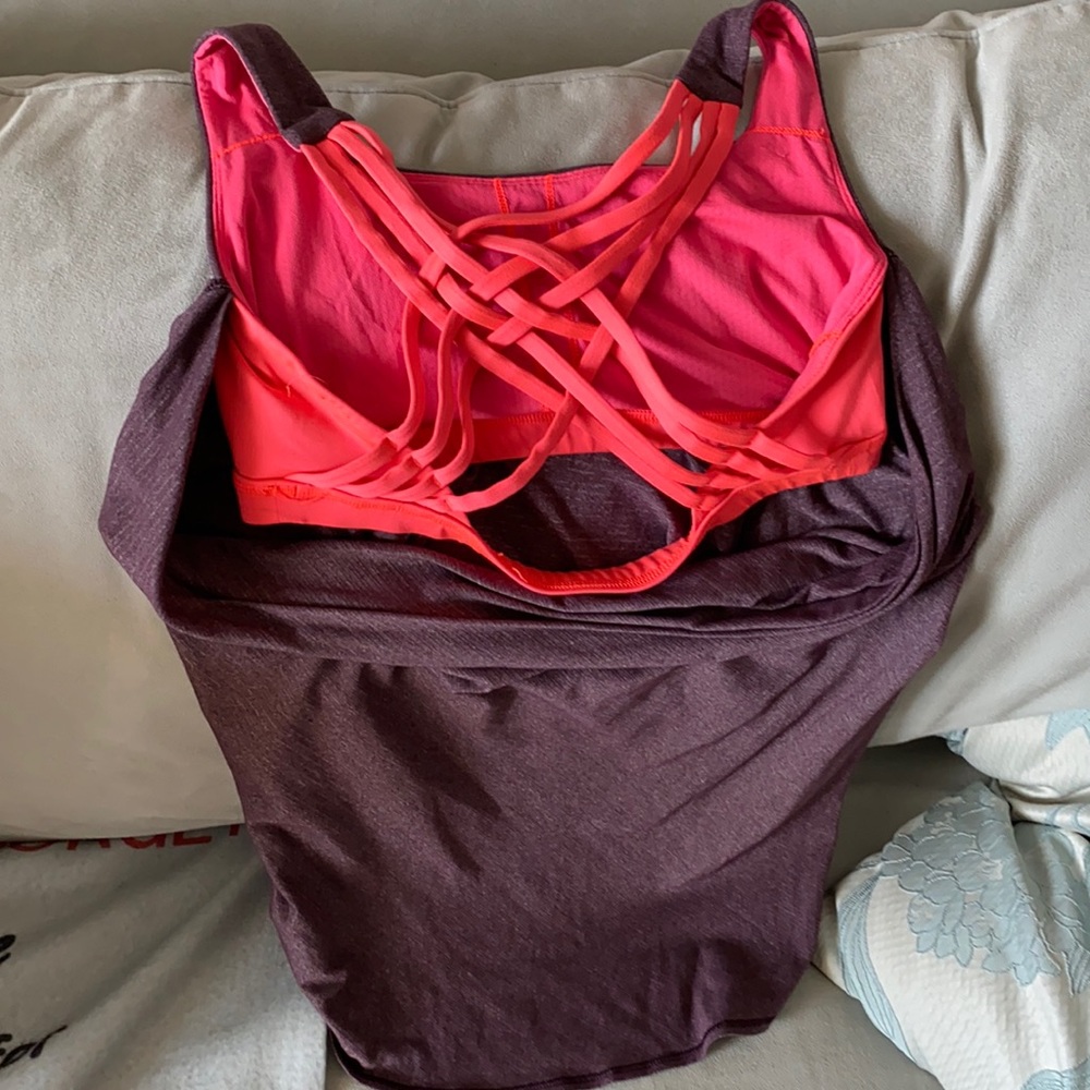 Lululemon Size 10 Coral Purple Sport Bra Flow Tank